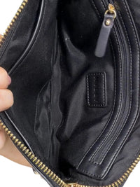 MILLY Leather Star Appliqué Zip Around Clutch Wristlet White Black Tassel Pouch