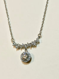 Moissanite authentic silver tone necklace 16”-18” New N1