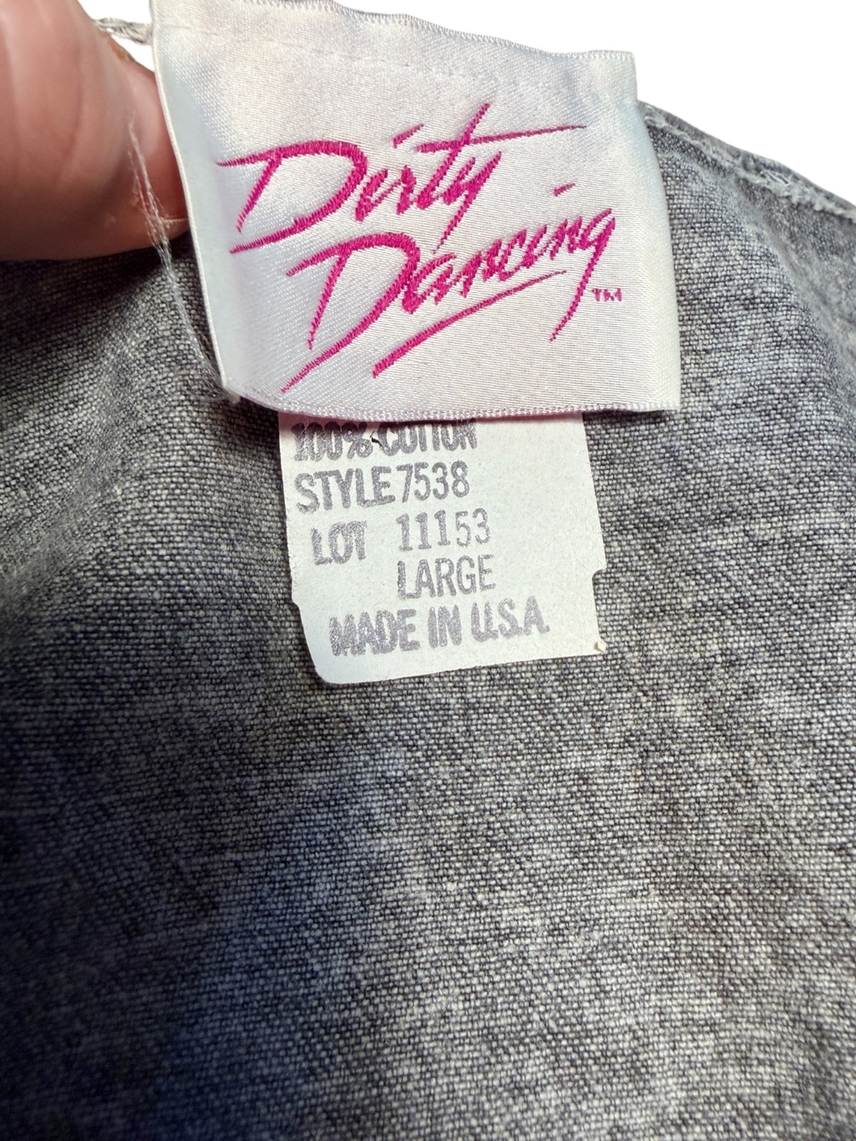 Vintage 80s Dirty Dancing Acid Wash Denim Crop Top Jeweled Buttons Size Large