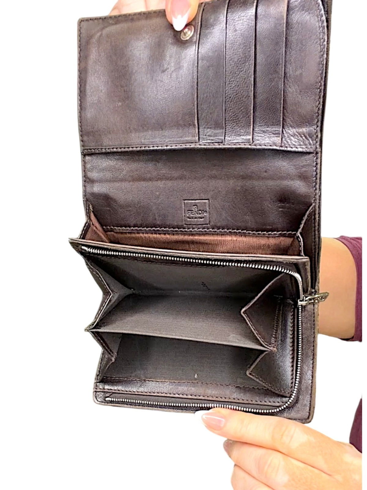 Vintage Fendi Zucca FF Monogram Canvas Wallet Brown