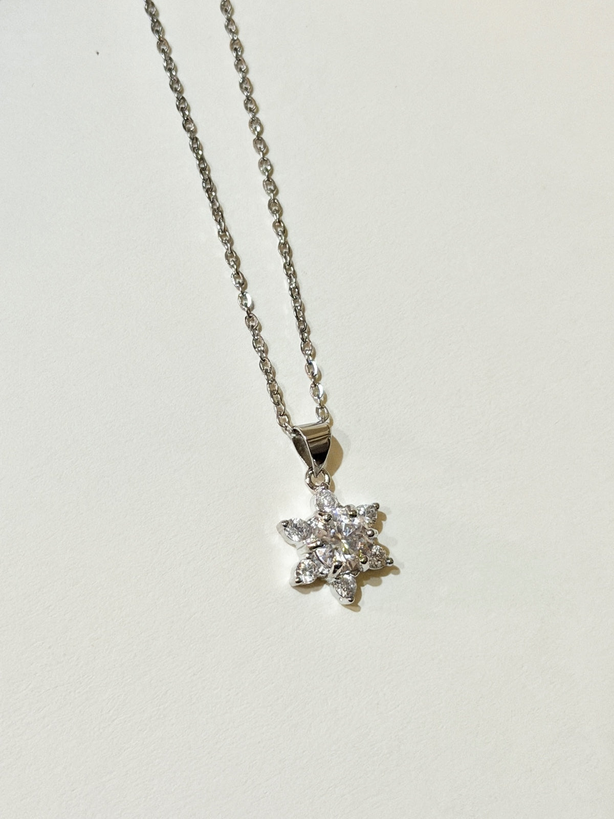 Moissanite authentic silver tone necklace 16”-18” New N2