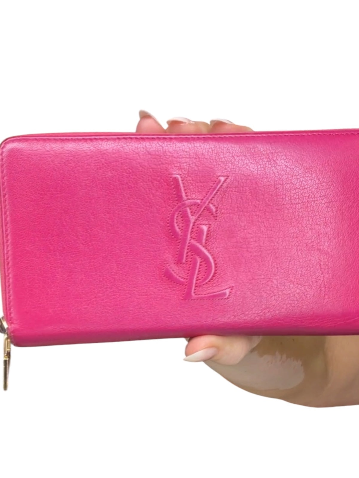 Saint Laurent Pink Leather Zip-Around Wallet
