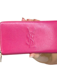 Saint Laurent Pink Leather Zip-Around Wallet