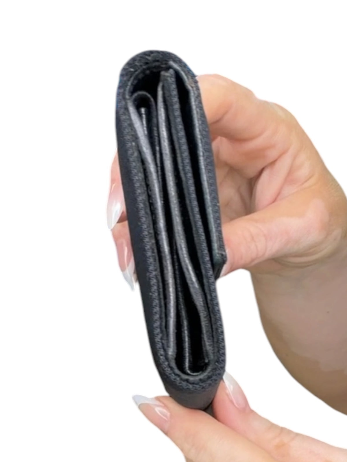 Fendi Black Folded Wallet with Metal Logo Plaque