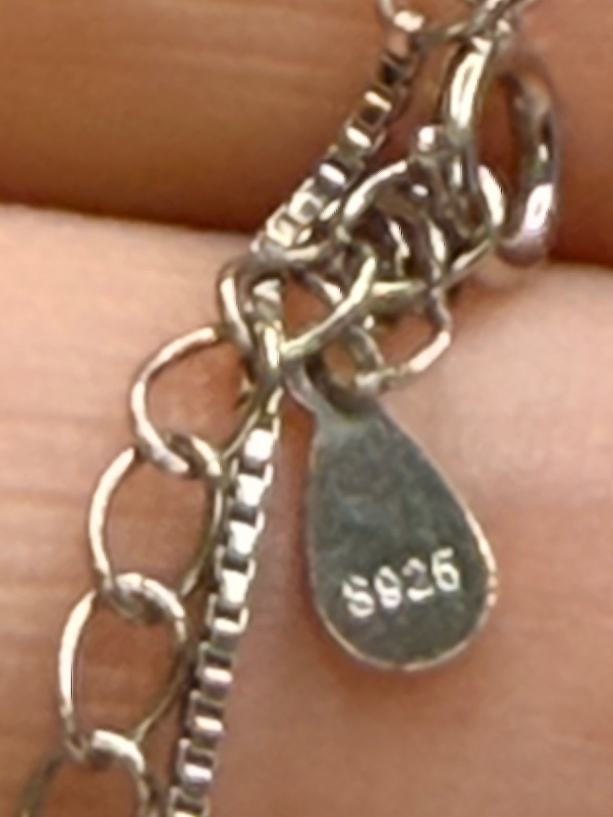 Sterling Silver Necklace with Blue and Clear Stones Pendant