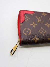 Louis Vuitton Retiro Zippy Wallet Monogram Cherry Red Leather