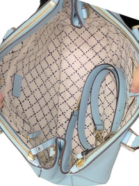 Kate Spade New York Light Blue Leather Satchel Tote Bag with Heart Charm