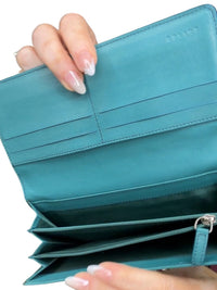 Celine Blue Leather Long Wallet authentic vintage Celine Large Flap Wallet