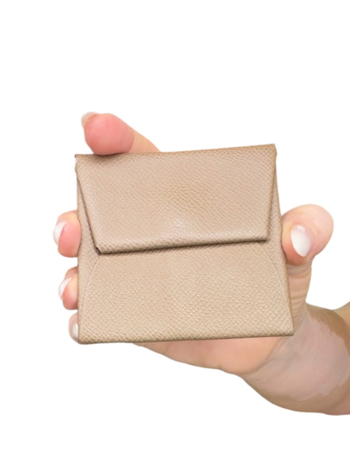 Hermès Bastia Epsom Leather Etoupe Taupe Snap Coin Wallet Made in France