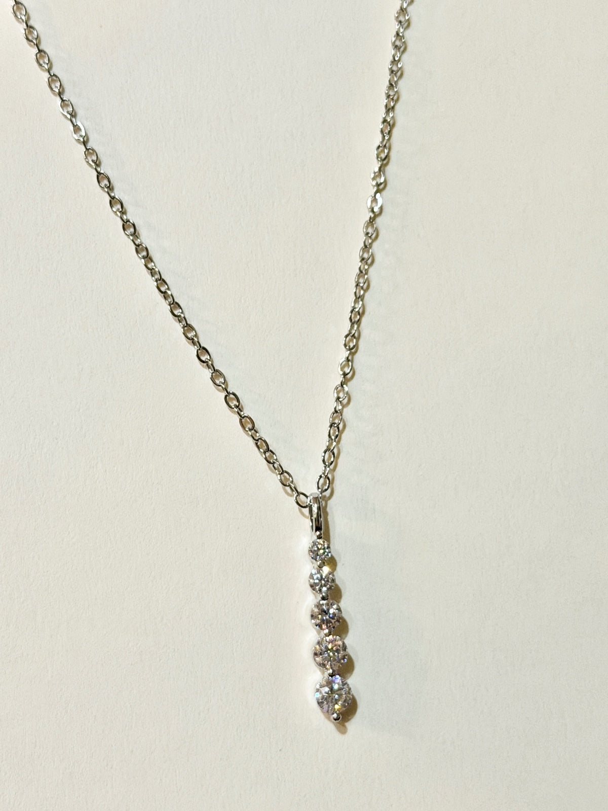 Moissanite authentic silver tone necklace 16”-18” New N7