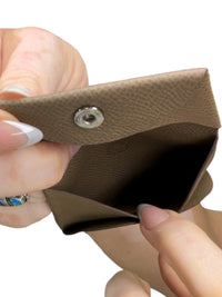 Hermès Bastia Epsom Leather Etoupe Taupe Snap Coin Wallet Made in France