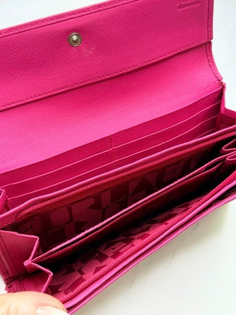 Furla Hot Pink Fuchsia Saffiano Leather Continental Wallet