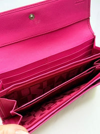 Furla Hot Pink Fuchsia Saffiano Leather Continental Wallet