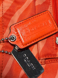 Coach Poppy Zebra Print Orange Nylon Crossbody Messenger Bag