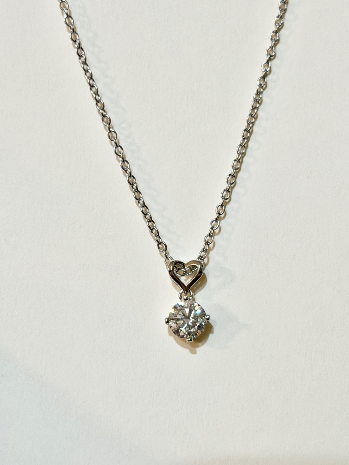 Moissanite authentic silver tone necklace 16”-18” New N10
