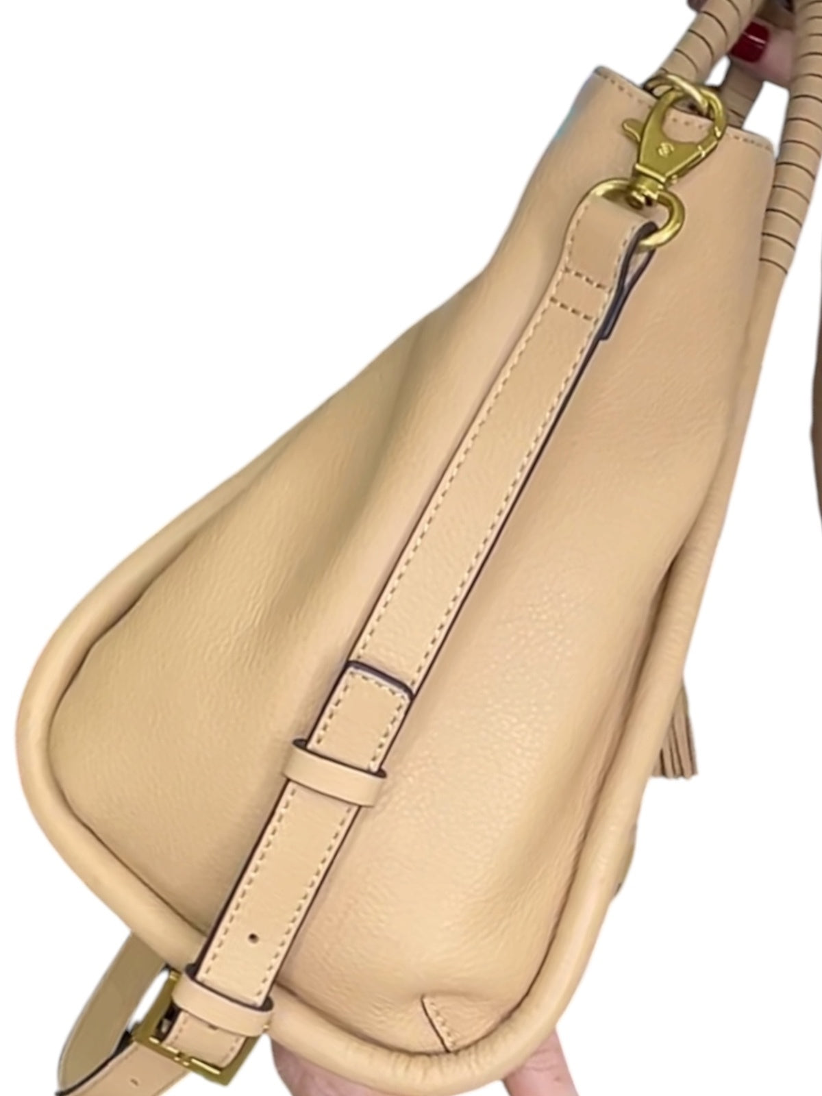 Antonio Melani Beige Leather Tote Shoulder Bag Satchel