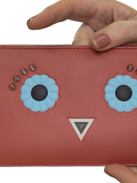 Fendi Orange Owl Leather Wristlet w/Dustbag