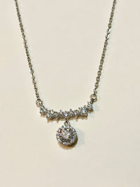 Moissanite authentic silver tone necklace 16”-18” New N1