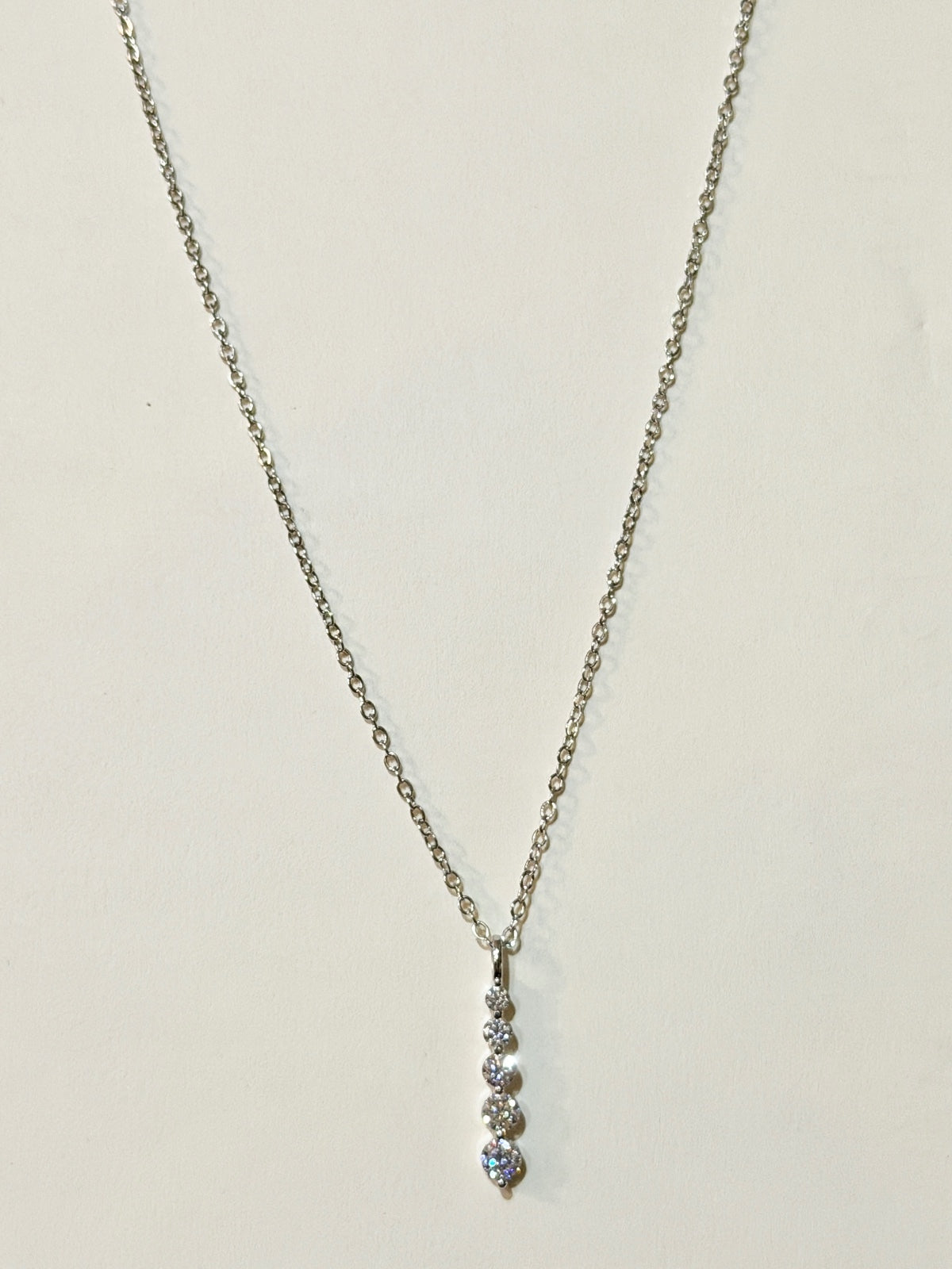Moissanite authentic silver tone necklace 16”-18” New N7