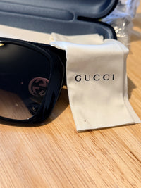 Gucci GG1029SA 001 Black Square Sunglasses Gray Gradient 57mm