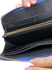 Loewe Embossed Leather Zip-Around Wallet in Blue