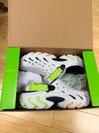 Crocs Men's White and Neon Green Classic Clog Sandals Size 10