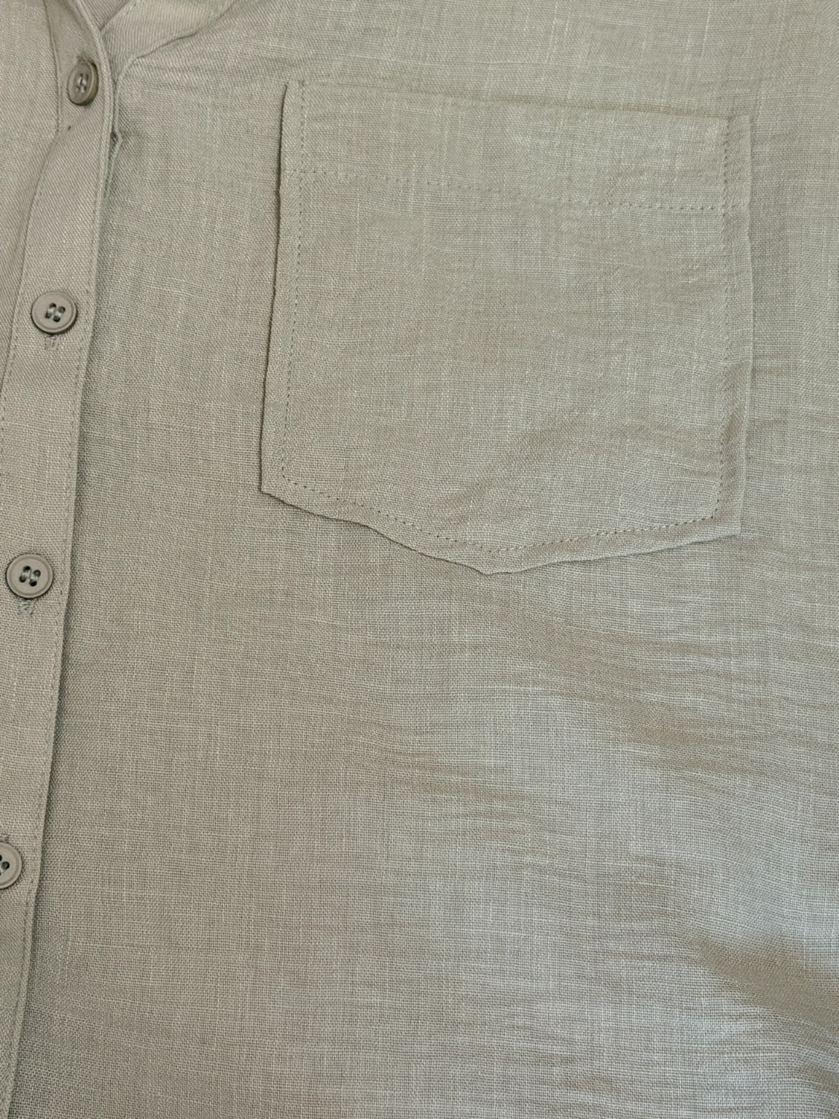 Active USA Two-Piece Button-Up Shirt and Elastic Waist Shorts Set in Sage Green,
