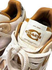 Coach Womens Soho Mixed Signature Patchwork Sneakers Beige Brown Women’s Size 9B