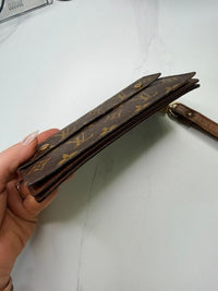 Louis Vuitton Vintage Monogram Canvas Long Wallet Wristlet Brown Gold Hardware
