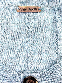 Free People Light Blue Green Knit Button-Up Cardigan Sweater