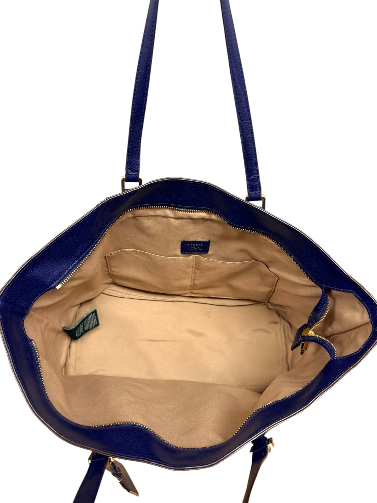 Lauren Ralph Lauren Navy Blue Leather Tote Bag