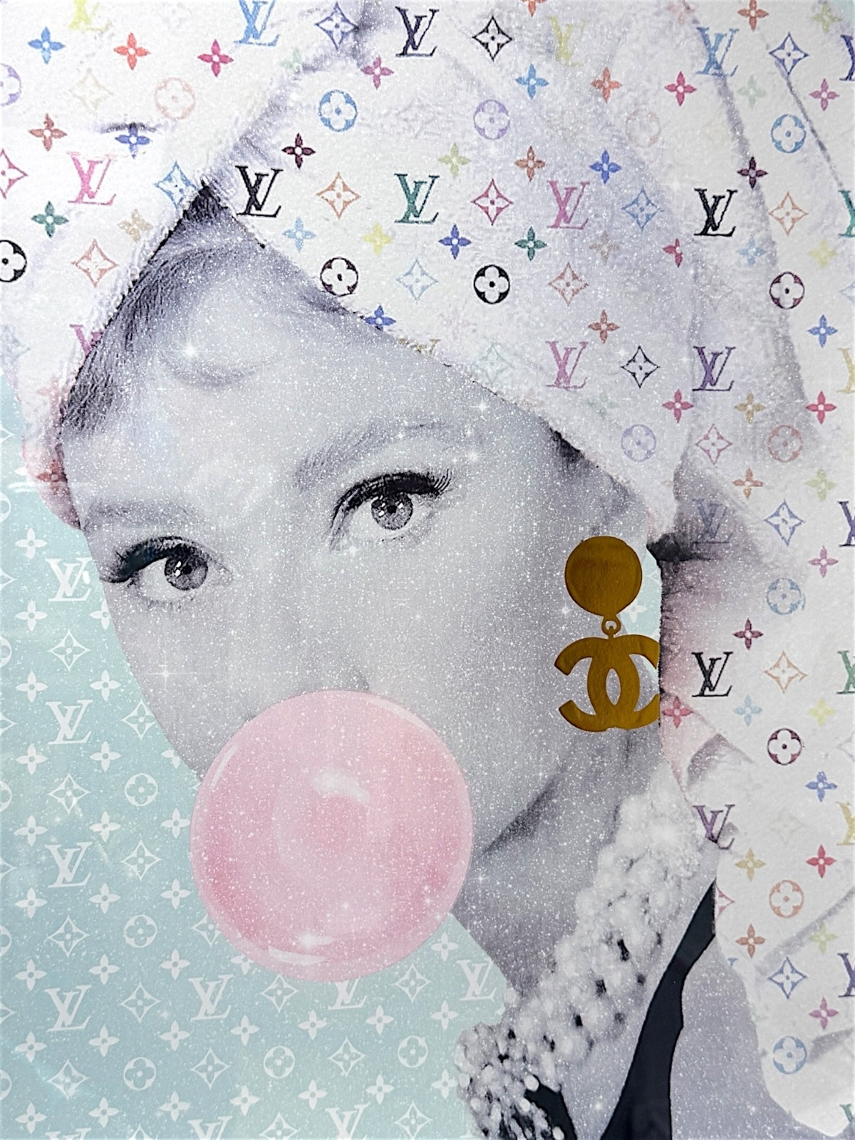 Oliver Gal Louis Vuitton Wall Art Print Audrey Hepburn with Gold Frame 16” x 24”