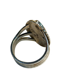 Vintage Native American White Buffalo Turquoise Sterling Silver Marquise Ring