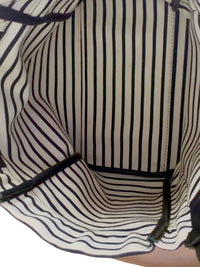 Furla Denim and Striped Canvas Tote Bag with Leather Handles