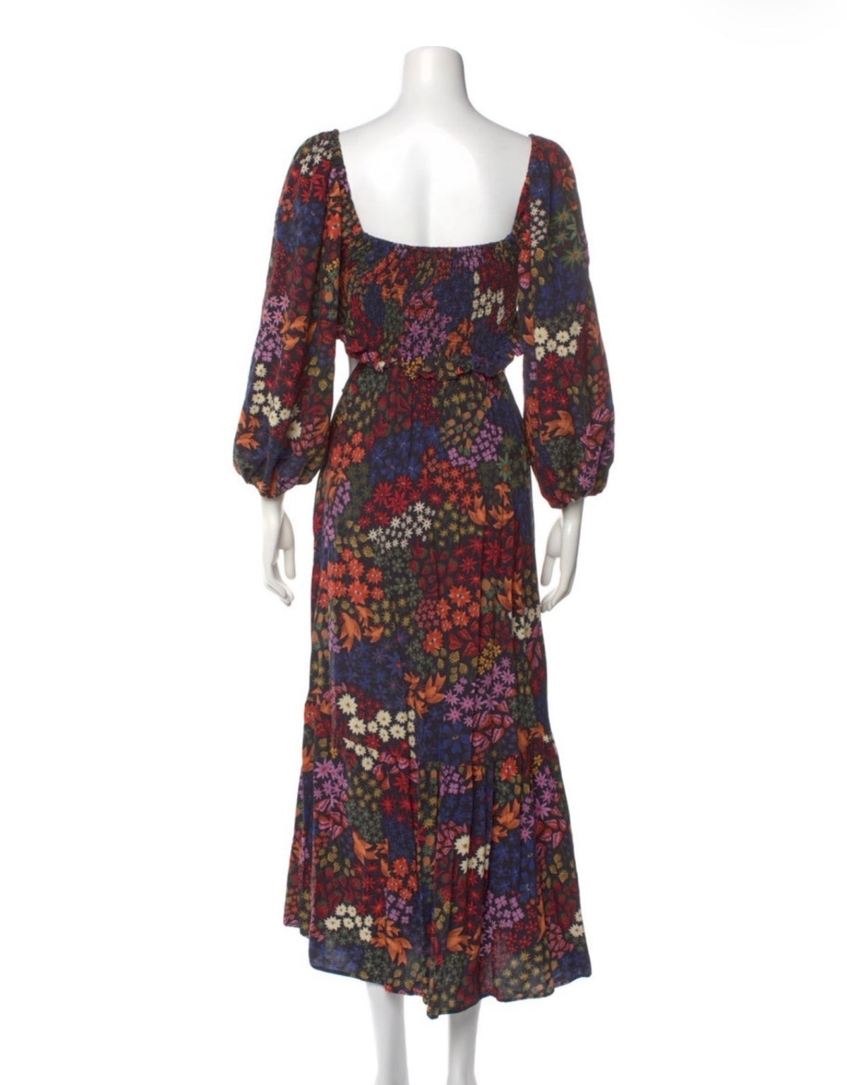 Farm Rio Floral Print Long Sleeve Cutout Maxi Dress