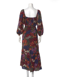 Farm Rio Floral Print Long Sleeve Cutout Maxi Dress