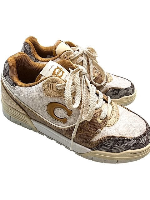 Coach Womens Soho Mixed Signature Patchwork Sneakers Beige Brown Women’s Size 9B