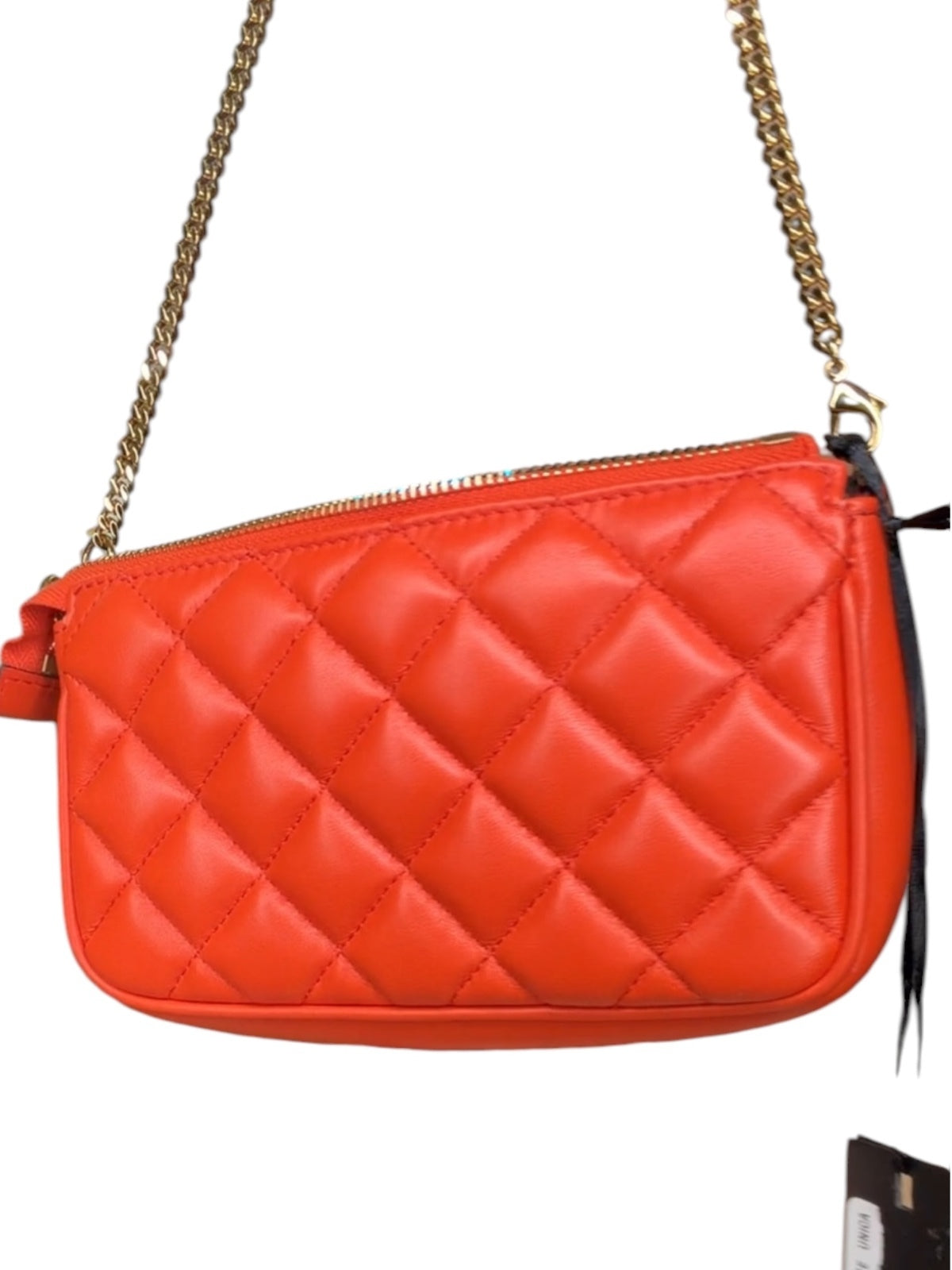 Versace Nappa Quilted Tribute Icon Pouch Quilted Orange Leather Crossbody Bag