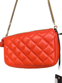 Versace Nappa Quilted Tribute Icon Pouch Quilted Orange Leather Crossbody Bag