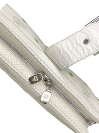 MCM White and Green Leather Clutch Bag