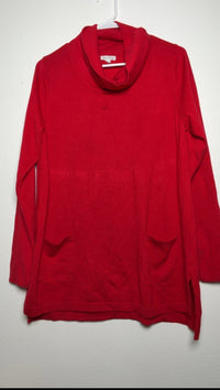Erin London Red Cowl Neck Long Sleeve Tunic Sweater with Pockets Size L skuM