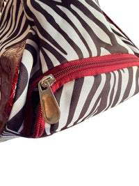 Gloria Vanderbilt Zebra Print Rolling Duffle Bag Carry On Weekender Luggage Y2K
