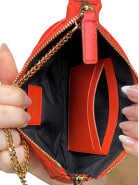 Versace Nappa Quilted Tribute Icon Pouch Quilted Orange Leather Crossbody Bag