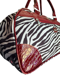 Gloria Vanderbilt Zebra Print Rolling Duffle Bag Carry On Weekender Luggage Y2K