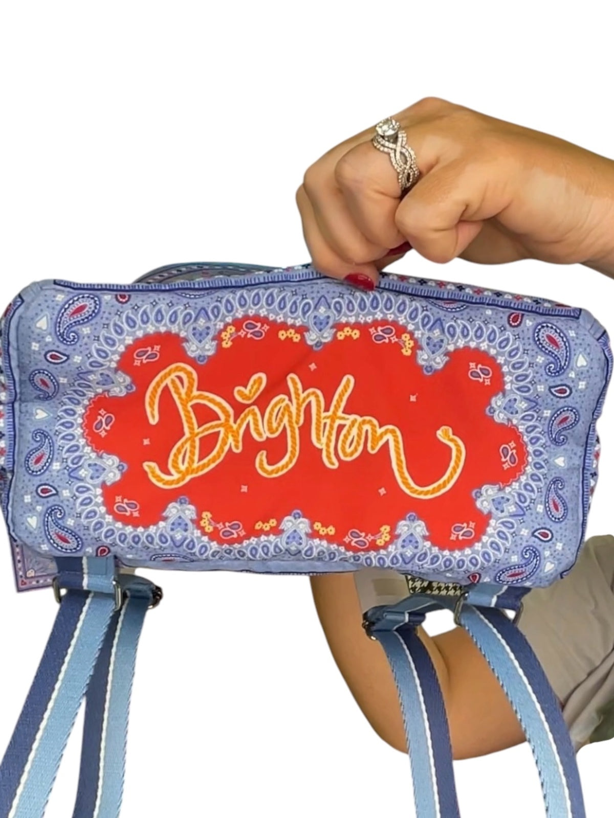Brighton Bandana Love Backpack Blue Paisley Butterfly Heart Print Backpack NWT
