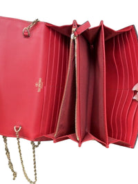 Valentino Garavani Rockstud Red Leather Crossbody Bag with Gold Chain