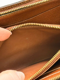 Louis Vuitton Vintage Monogram Canvas Long Wallet Wristlet Brown Gold Hardware
