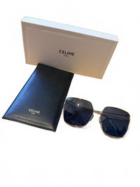 Celine CL40135U 16V Silver Blue Sunglasses 65mm New with Case and Box