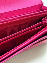 Furla Hot Pink Fuchsia Saffiano Leather Continental Wallet