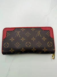 Louis Vuitton Retiro Zippy Wallet Monogram Cherry Red Leather